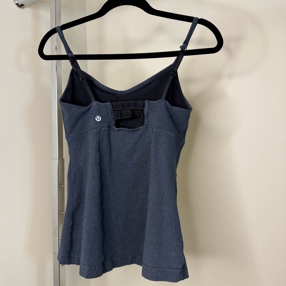 Lululemon Built-In Bra Tank Top Heathered Deep Coal Gray Size 8 – Connect Straps - Picture 2 of 8